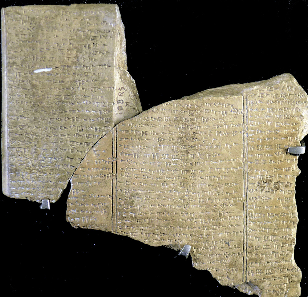 Baal Cycle Tablet, Louvre AO16641 and 16642. Photo by Mzbt via Wikimedia, CC By-SA 3.0.