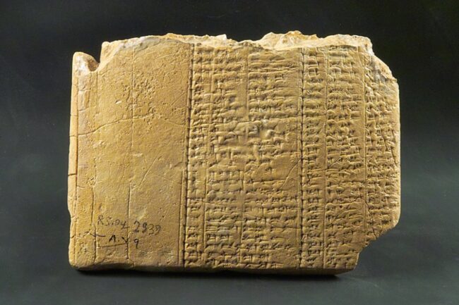 Trilingual tablet from Ugarit, National Museum of Damascus. Source: unesco.org