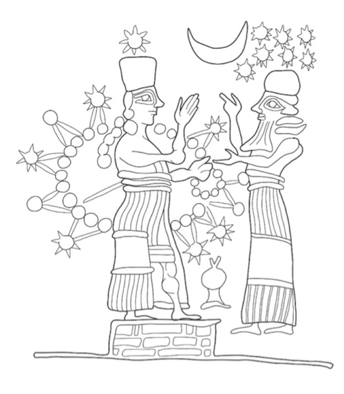 Seal impression showing the goddess Ištar surrounded by radiance. Image courtesy of Mary Shepperson.