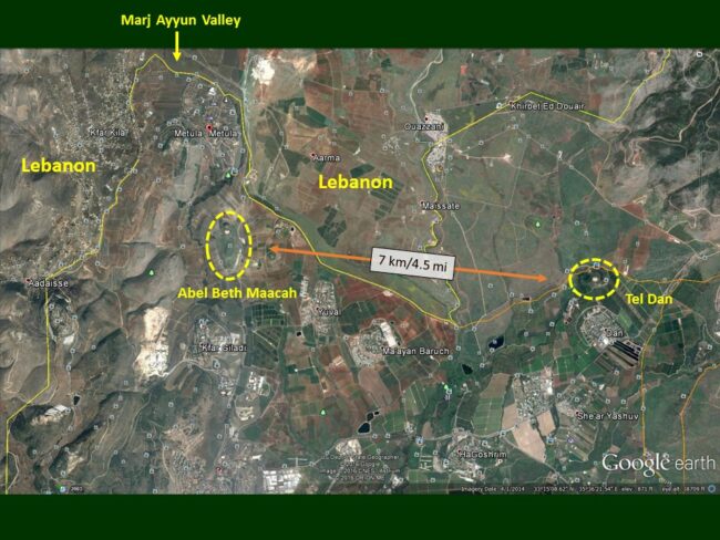 Abel Beth Maacah in relation to Tel Dan. Prepared by Robert Mullins