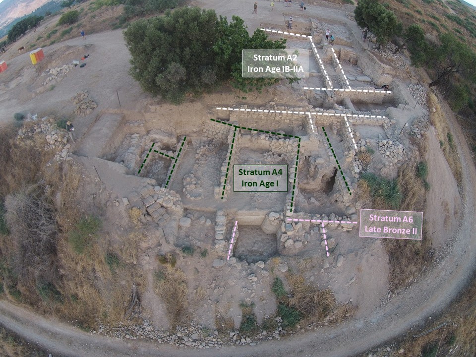 The eastern part of Area A looking west. Photography by Robert Mullins.Fig. 10–Plan of Area A showing all six phases. Plan by Ruhama Bonfil. Photographed by Robert Mullins.