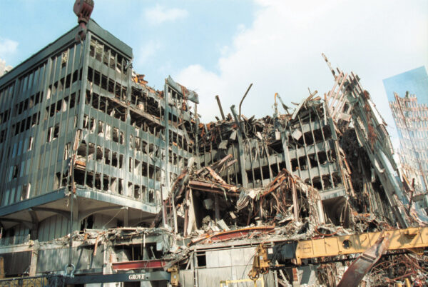 World Trade Center after 9/11 - https://commons.wikimedia.org/wiki/File:Six_WTC_SW_Corner.jpg