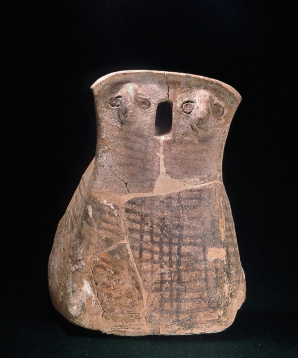 Detail of ossuaries showing depicted faces and other features. Image courtesy of Dina Shalem