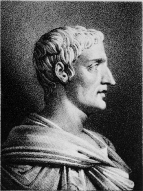 Drawing of Tacitus by Julien, based on an antique bust. Public Domain.