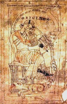 Representation of Origen writing from a manuscript dated to c.1160. Public Domain.