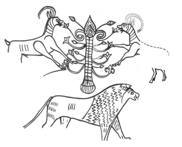 Stylised tree depicted on ceramic pithos from Kuntillet ‘Ajrud. Image courtesy of the author.
