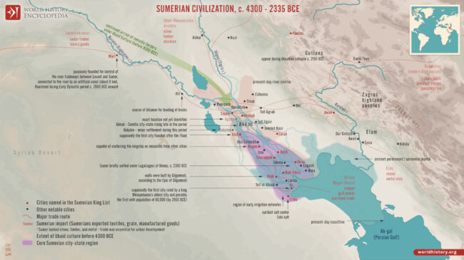 Map showing the location of Sumer. By Simeon Netchev, CC by NC-ND.