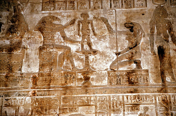 Khnum and Heqet moulding a figure. Photo by Roland Unger, CC By-SA 3.0.