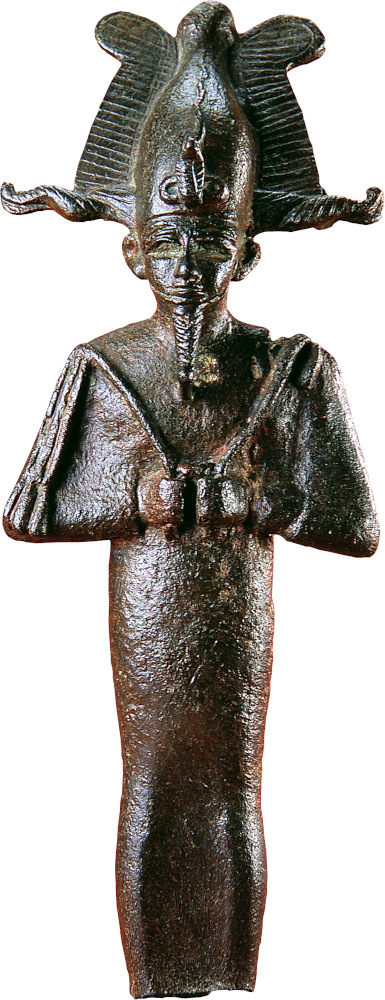 Bronze 26th Dynasty statue of Osiris from the Bible+Orient Museum. Äfig. 1996.1, © Fondation BIBLE+ORIENT, Fribourg Suisse.