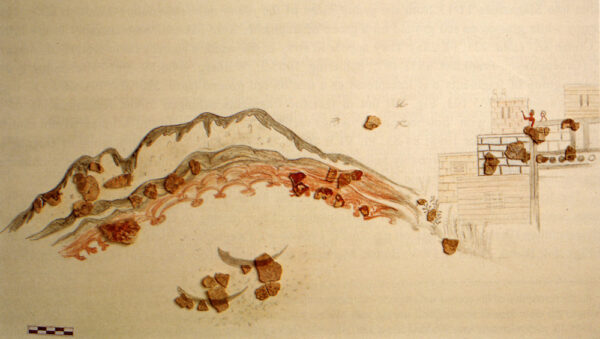 Reconstruction of a miniature landscape on base of the fragments found at the palace of Tell Kabri. Image courtesy of Wolf-Dietrich Niemeir.