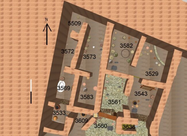 3-D reconstruction of Lachish Area S, Level III house. Image by Tim Frank.