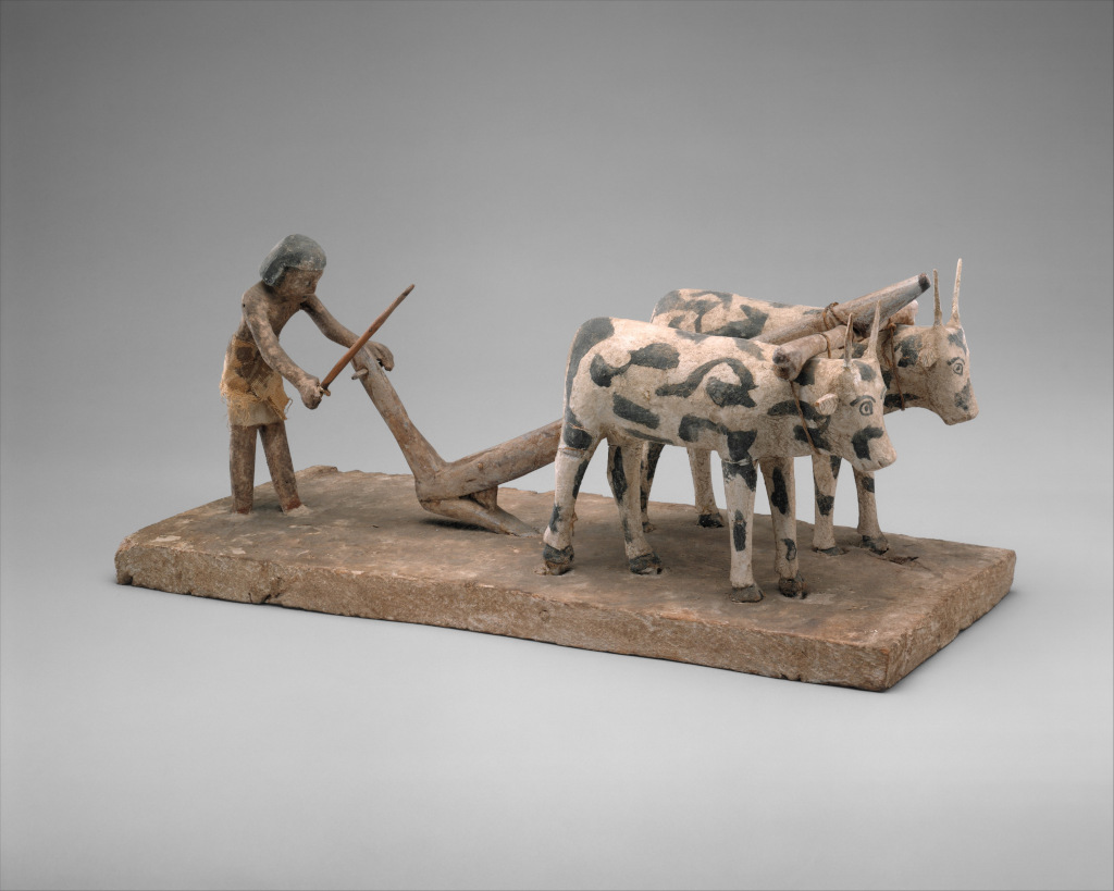 Tableau of man plowing. Unknown provenance, Dynasty 12. Metropolitan Museum of Art, 36.5. Public Domain.