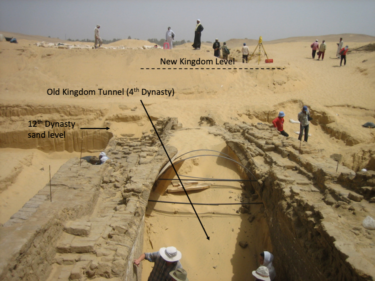 Sand influx buries tunnel at Dashur as seen in excavations of Nicole Alexanian. Photo courtesy of the author.