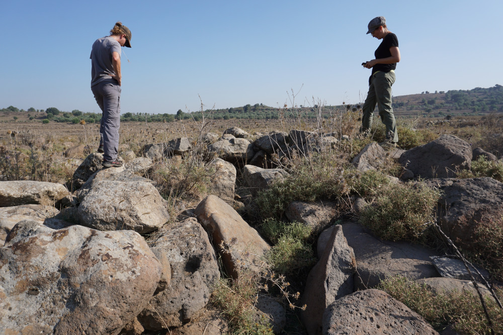Cleaning and surveying a dolmen. Image courtesy of Tara Steimer-Herbet.