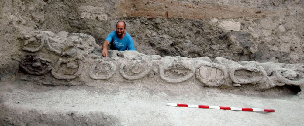 Apiary excavated at Tel-Rehov valley, Israel, 10th-9th century BCE. After fig. 5 in "The Iron Age Apiary at Tel Rehov Israel," in Beekeping in the Mediterranean ed. by F. Hatjina et al (2018). Photo © Amihai Mazor.