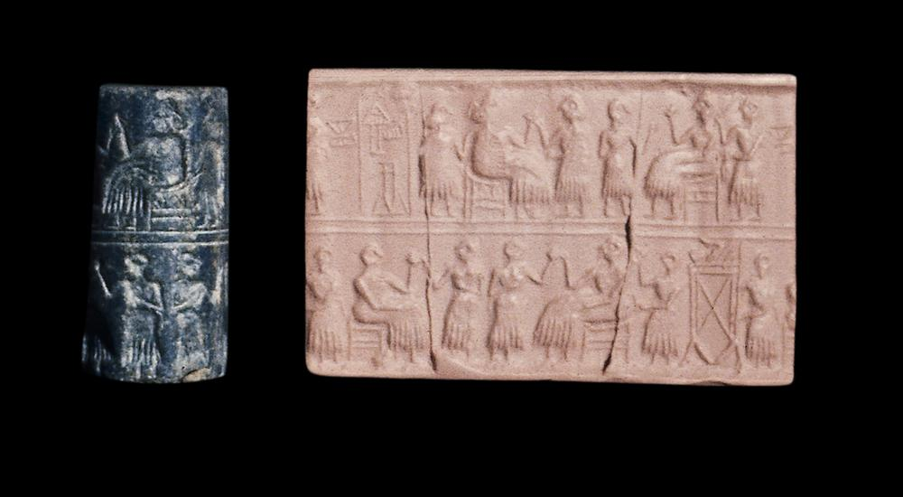 Cylinder seal of Pu-abi. British Museum 121544. © The Trustees of the British Museum.