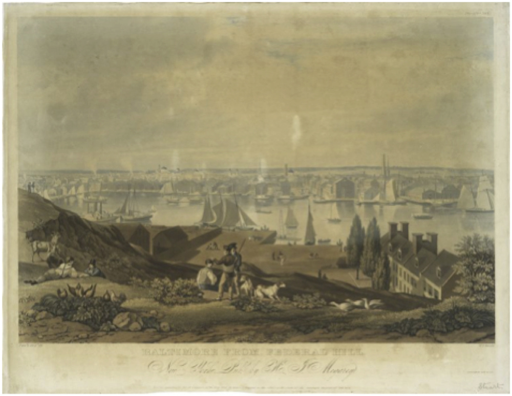 A Historical Image of Baltimore from Federal Hill (Credit: the New York Public Library, Open Domain).