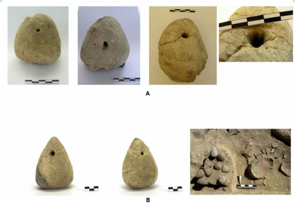 Loom weights from Arslan Tepe, Turkey (From Arslan Tepe blog by R. Laurito and G. Palumbi, 2017: Fig. 9A, https://archeorient.hypotheses.org/7296)