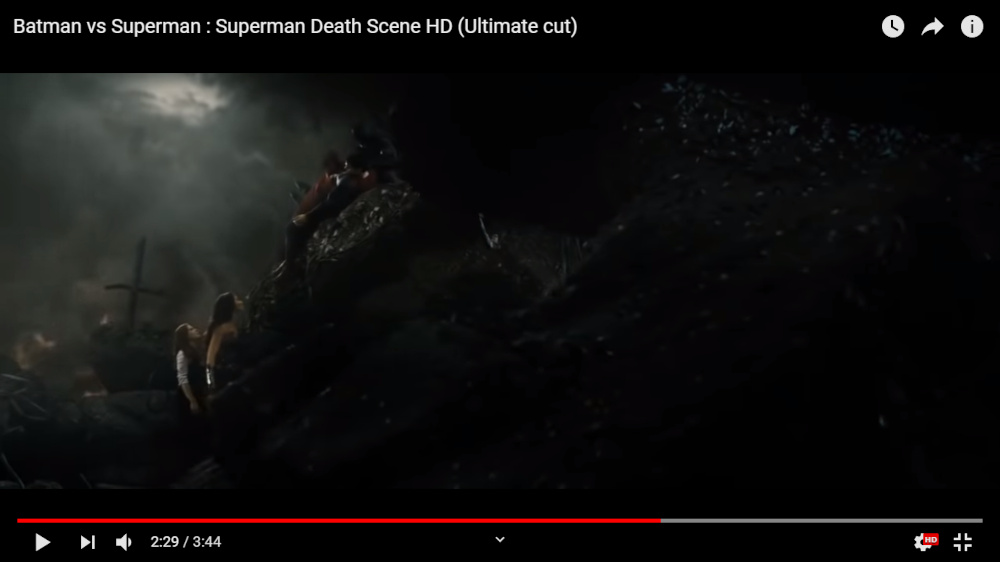 Superman death scene, Batman vs. Superman: Dawn of Justice, 2016.