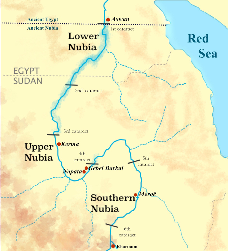Map of ancient Nubia showing major regions and principle sites. Map courtesy of the author.