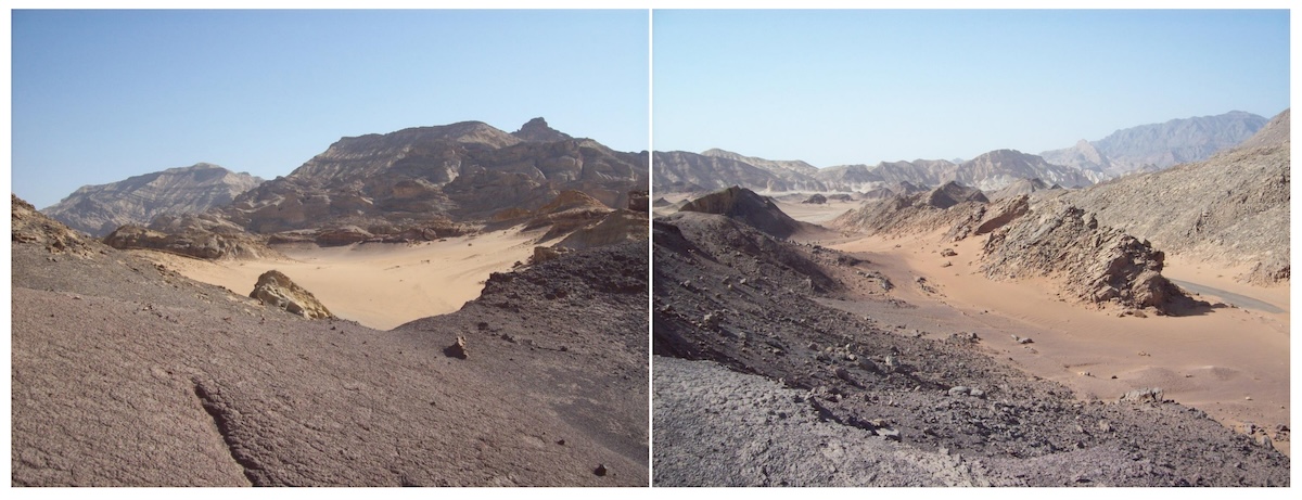 Naqb Budra dirt-track in the manganese mining zone (20th century) of centre-southwest Sinai (Taken 4 September 2009 by Sinai Peninsula Research Project).