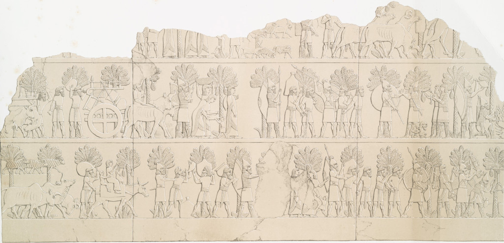 The long march of deportees begins. From A.H. Layard, A Second Series of the Monuments of Nineveh (1853). Public Domain, courtesy of The New York Public Library.