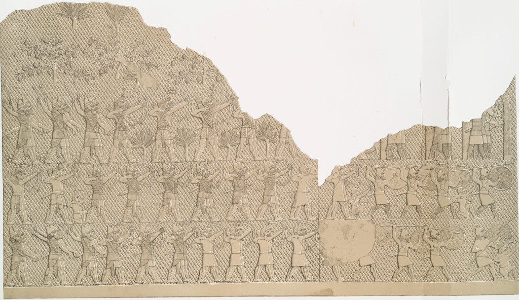 The Assyrian army advances on Lachish, a major stronghold of the kingdom of Judah (701 BCE). From A.H. Layard, A Second Series of the Monuments of Nineveh (1853). Public Domain, courtesy of The New York Public Library.