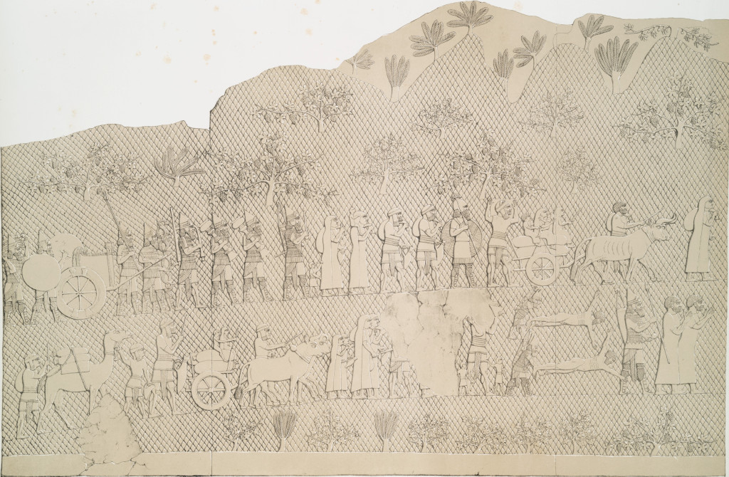 Lachish - conquest and aftermath, as Assyrian soldiers march out their human and material plunder and mete out exemplary punishments. From A.H. Layard, A Second Series of the Monuments of Nineveh (1853). Public Domain, courtesy of The New York Public Library.