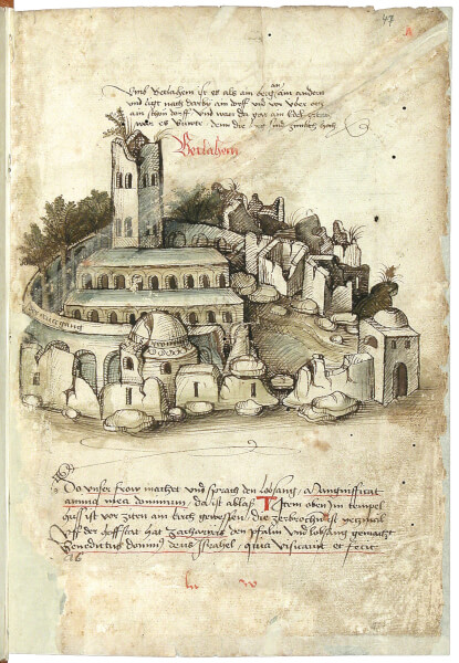 The Church of the Nativity in Bethlehem as depicted in Konrad von Grünenberg's "Beschreibung der Reise von Konstanz nach Jerusalem" (1487).