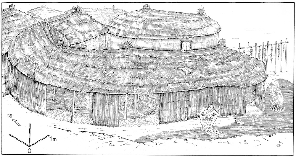 Reconstruction of the Abu Hureyra pit houses. Image courtesy of the author.