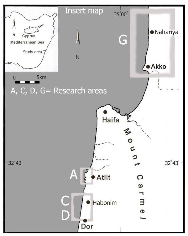 Key map of northern Israel depicting the research areas where installations for Salt production were discovered (Image by Ehud Galili)