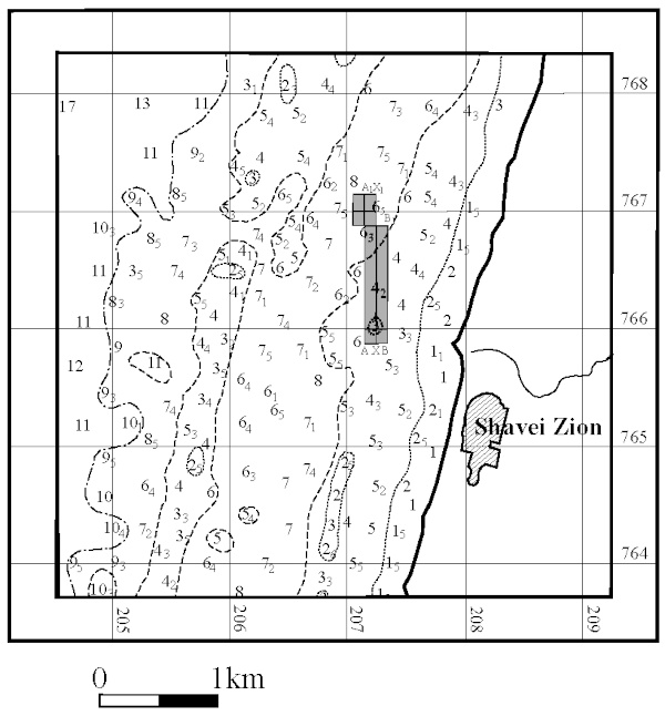 Map of excavation area. Courtesy of Meir Edrey.