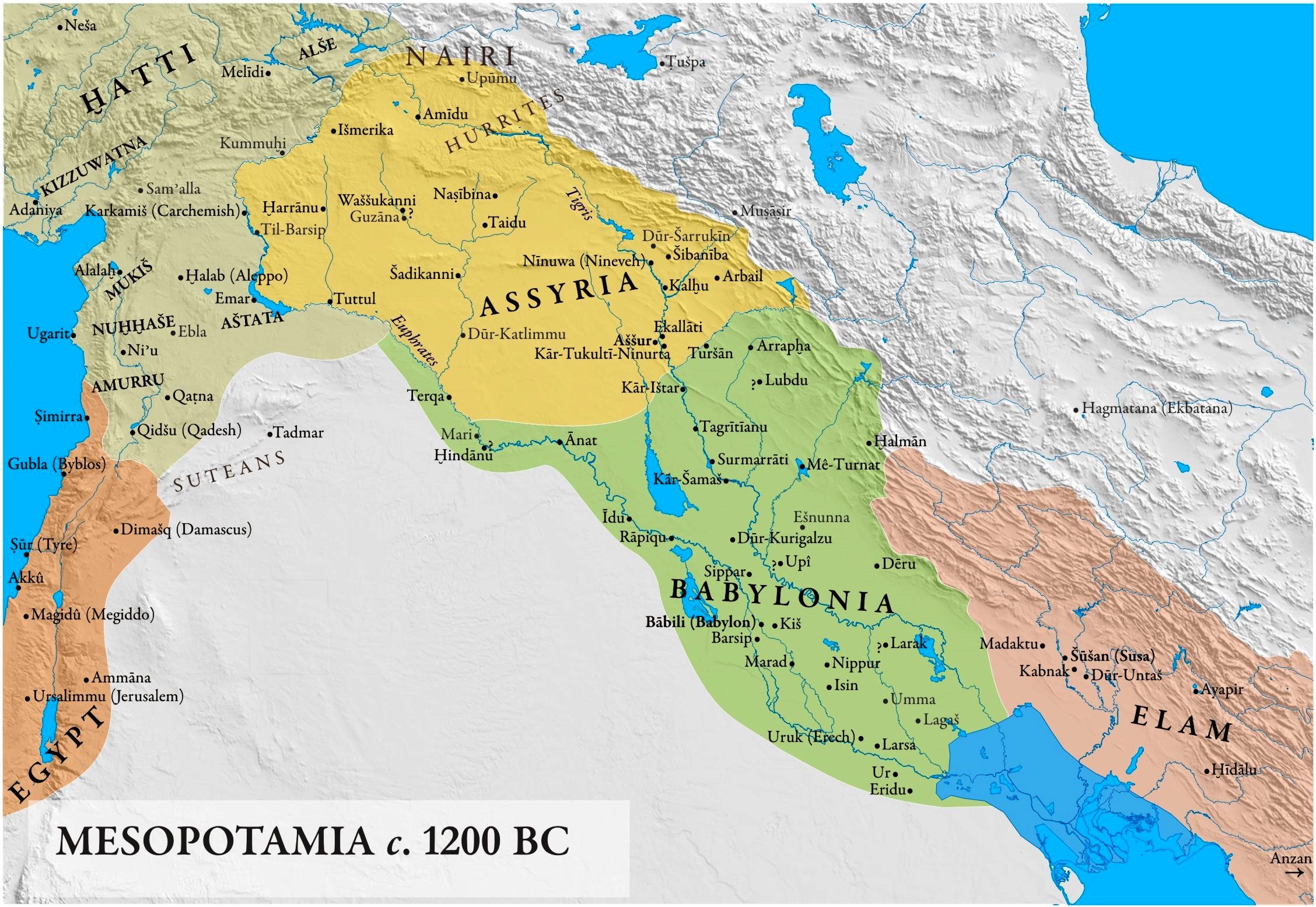 Map of Assyria and Babylonia. Image by FDRMRZUSA via Wikimedia Commons (CC-BY-SA 4.0)