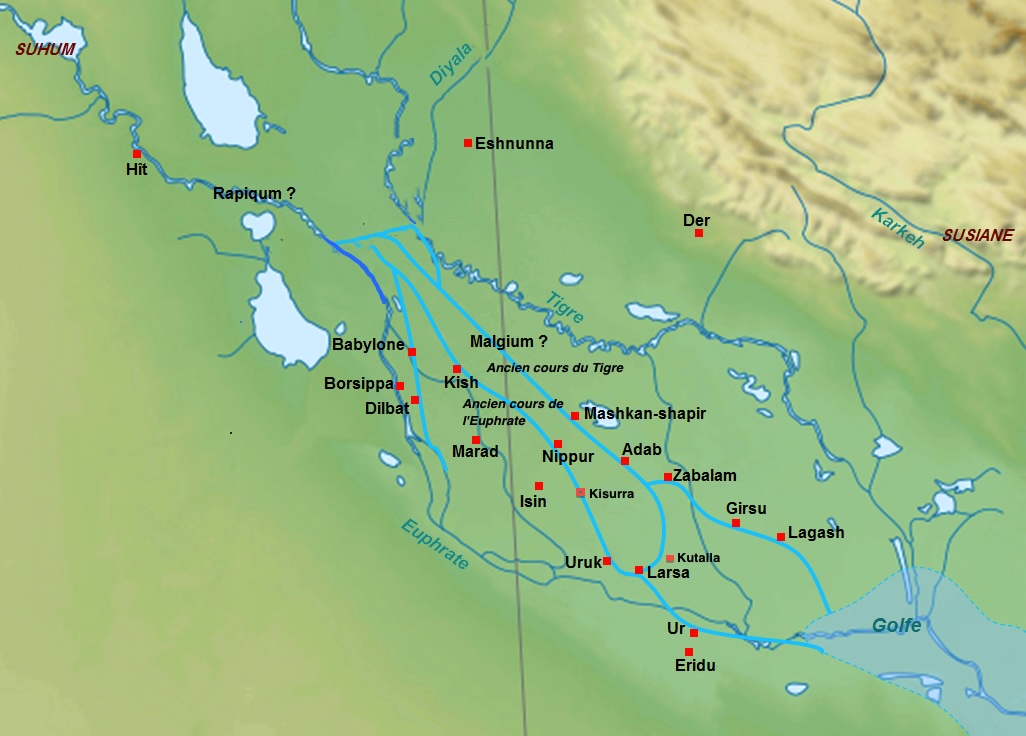 Map of Southern Mesopotamia. Graphic by Sémhur (CC BY SA-3.0)