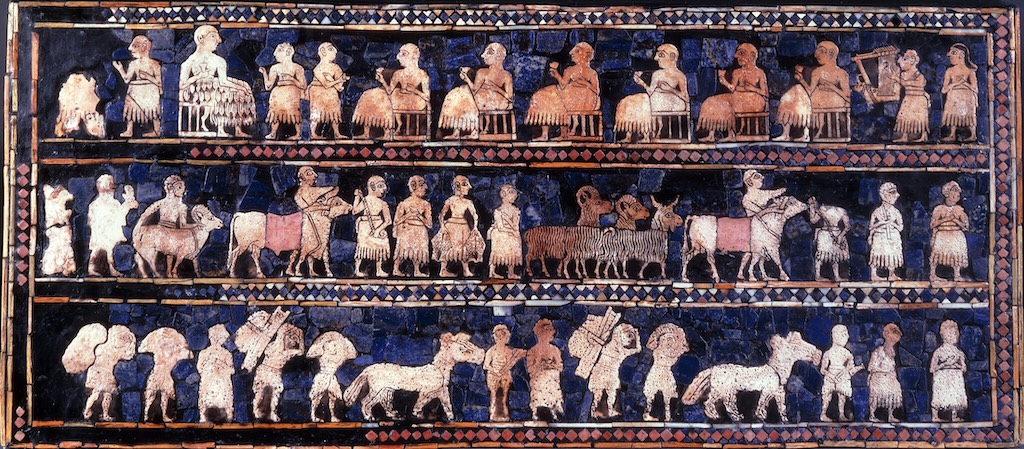 ‘Peace’ panels of the Standard of Ur, from Ur, Iraq, about 2400 BC. British Museum. Image: Public Domain.