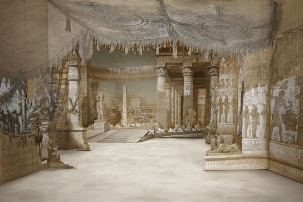 Edouard Despléchin, Moses: Act III: The porch of the temple of Isis: stage maquette [Moïse: Acte III: Le porche du temple d’Isis: maquette de décor en volume], 1863. Bibliothèque nationale de France.