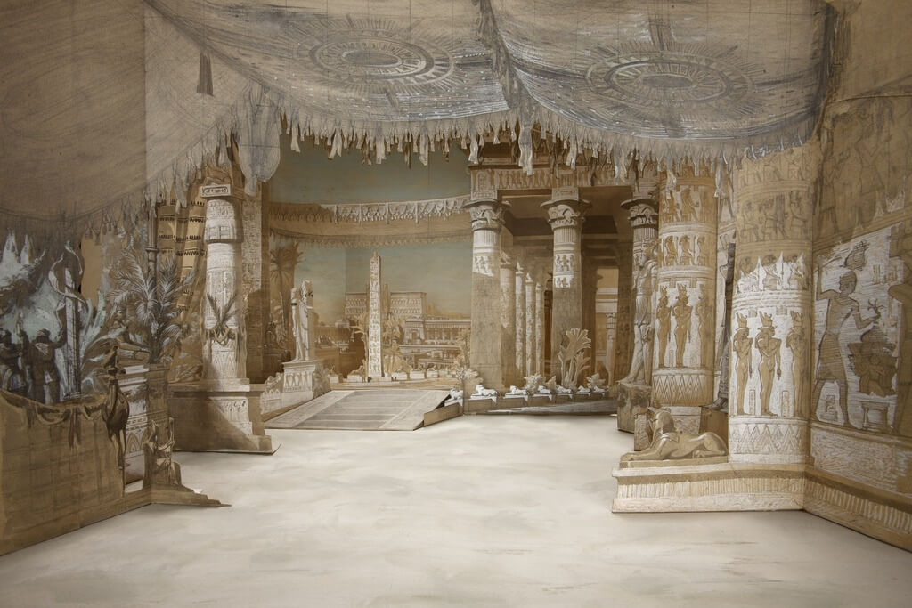 Edouard Despléchin, Moses: Act III: The porch of the temple of Isis: stage maquette [Moïse: Acte III: Le porche du temple d’Isis: maquette de décor en volume], 1863. Bibliothèque nationale de France.