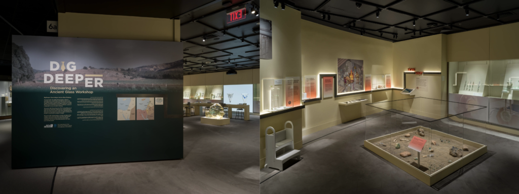 Installation views of Dig Deeper: Discovering an Ancient Glass Workshop at The Corning Museum of Glass. Images Courtesy of The Corning Museum of Glass.