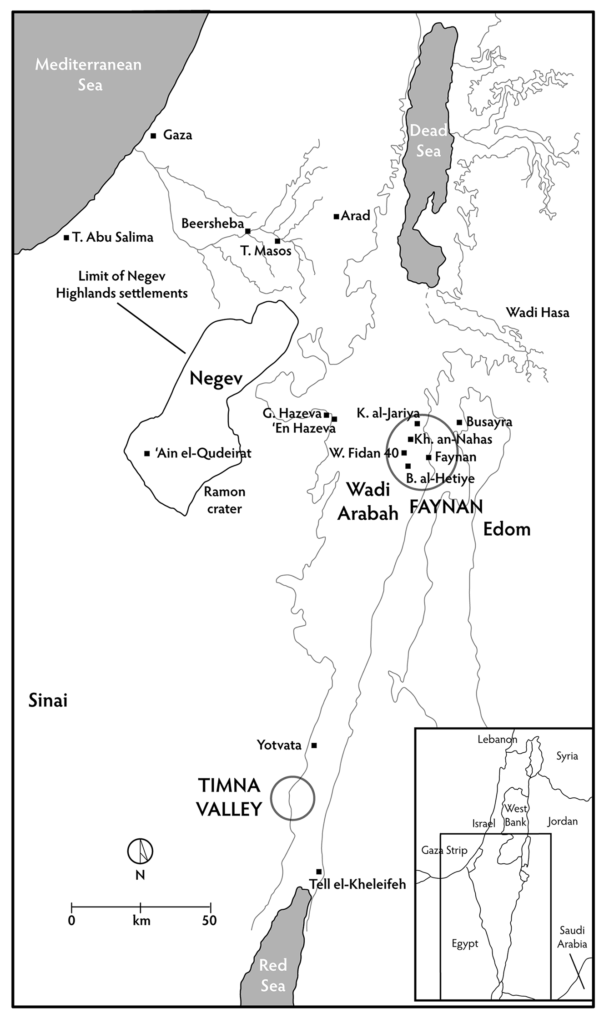 Map showing Edom and surrounding areas (A. Witsell, after original by J.M. Tebes)