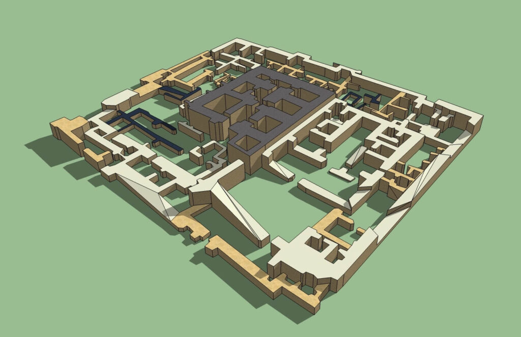 3D reconstruction of Level 5 of the Tell Sabi Abyad dunnu, ca. 1184-1170 BCE. Produced by Tijm Lanjouw.