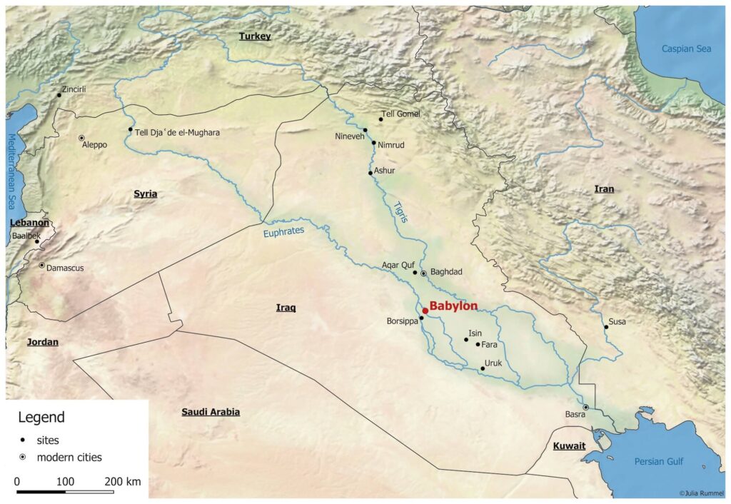 Map of the Ancient Near East showing the location of Babylon (©Julia Rummel)