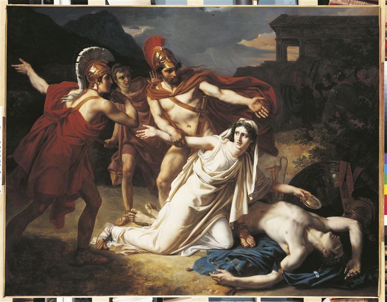 Antigone Burying Polynices, Sébastien Norblin, 1825. École Nationale Supérieure des Beaux-Arts de Paris.