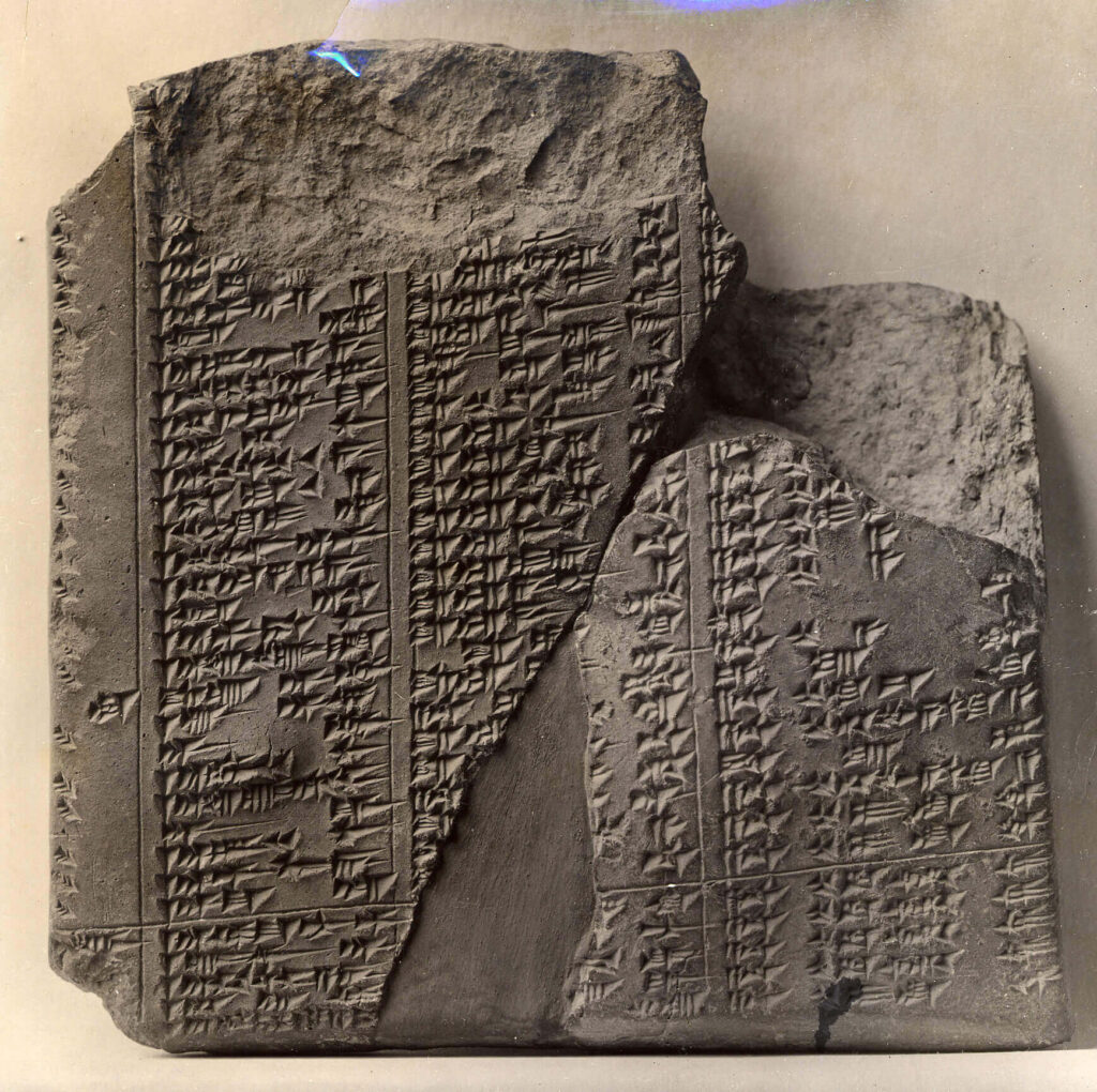 Fig. 6: A clay tablet manuscript containing lines of the Assyrian Eponym List (K 3403). © The Trustees of the British Museum.