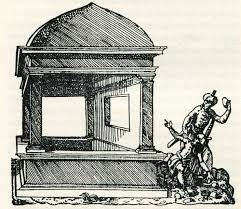 Earliest drawing of two pilgrims stoning the tomb, 1556. Drawing by Franciscan friar, André Thevet who visited Jerusalem in the 16th century.