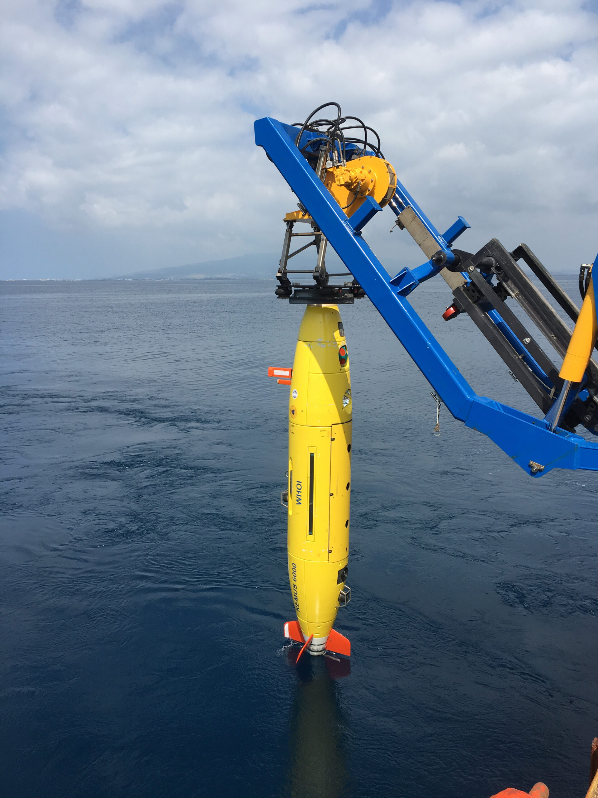 Autonomous underwater vehicles (AUVs) are becoming more robust and are particularly suited for carrying out extended deep-water archaeological surveys, as well as for documenting shipwrecks. Here Woods Hole Oceanographic Institution’s (WHOI) Remus 6000 (https://www2.whoi.edu/site/osl/vehicles/remus-6000/) is seen during a 2017 search for the Amelia Earhart’s Lockheed Electra airplane (https://nauticos.com/ocean-discovery/amelia/). Photo: J. Morris.