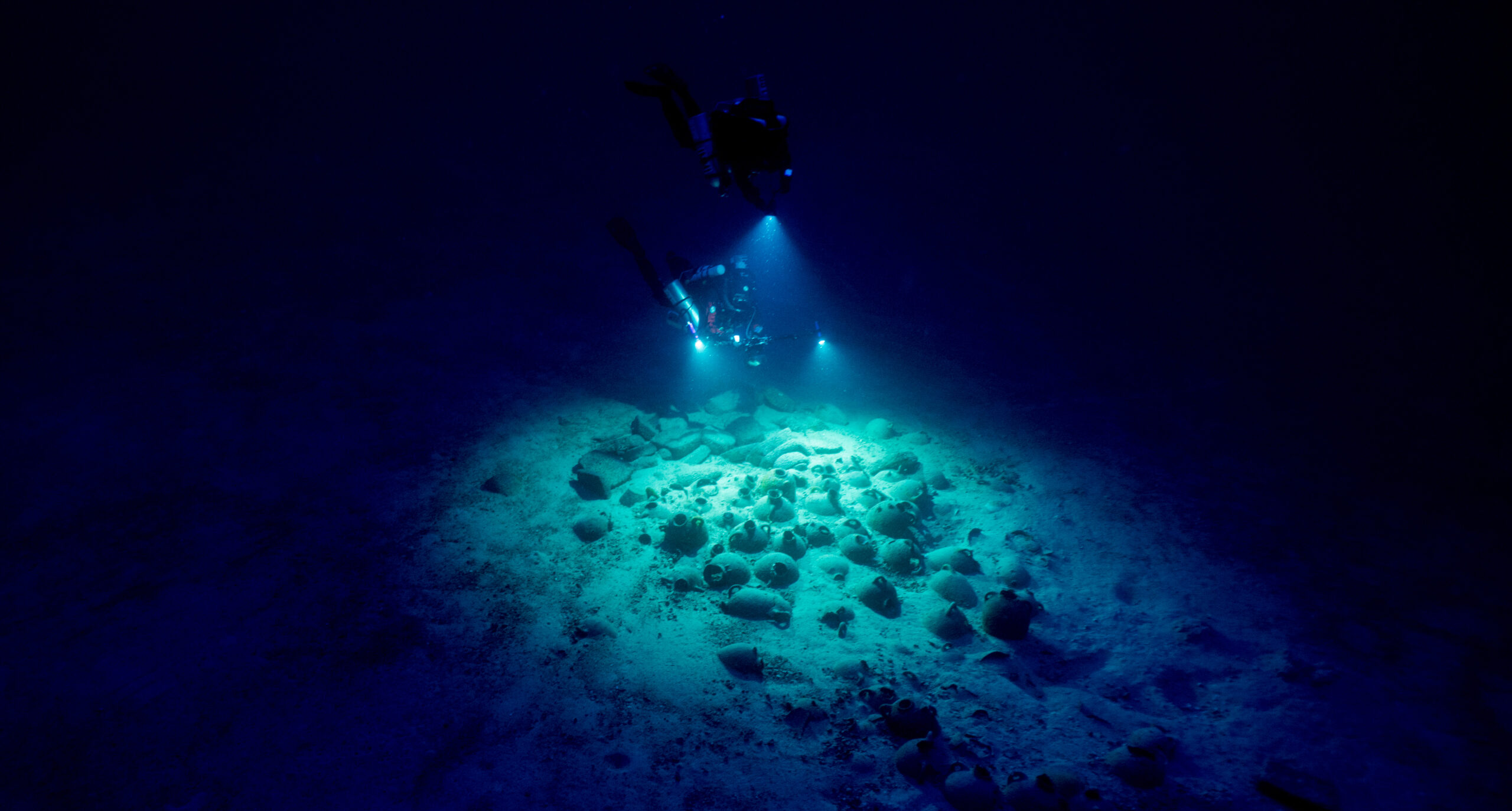 At 110 meters the Xlendi Bay Shipwreck, off Gozo (Malta), is the deepest underwater wreck to be excavated by divers. Photo courtesy T. Gambin