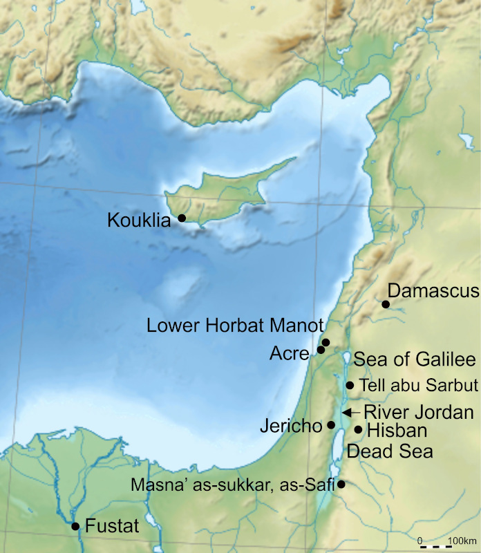 Map of the Near East showing the sugar production and other sites mentioned in the text. Original map © Sémhur / Wikimedia Commons / CC-BY-SA-4.0.