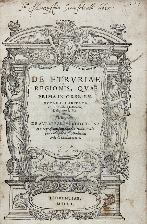 Title page of De Etruriae regionis, by Guillaume Postel (1501)