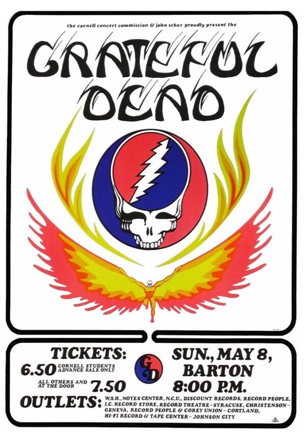 Barton Hall, May 8, 1977. Regarded by some as the greatest Grateful Dead show of all time. I missed it by four months.