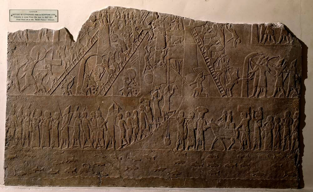 Assyrian relief showing an Egyptian fort. BM 124928. © The Trustees of the British Museum.